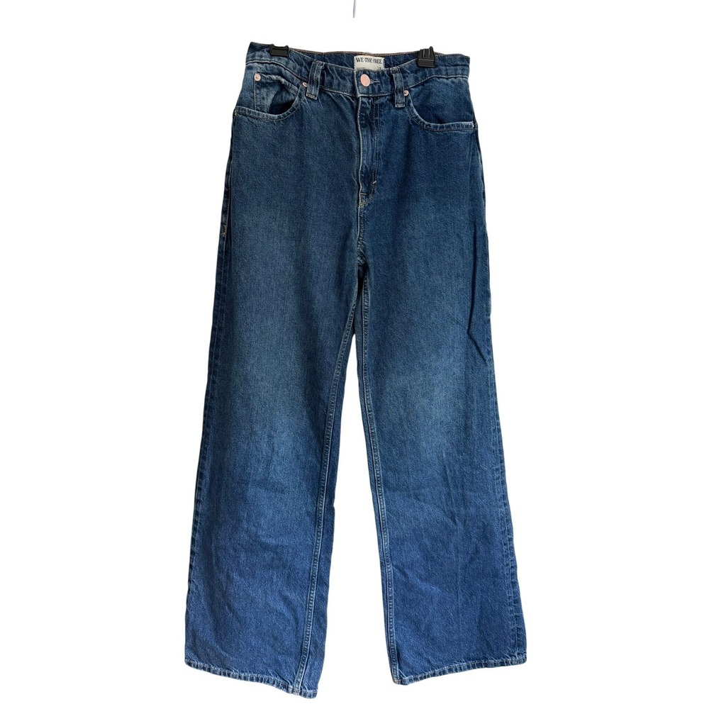 We The Free Tinsley Baggy Mid Rise Straight Leg Jeans Dark Wash Blue OB1588873
